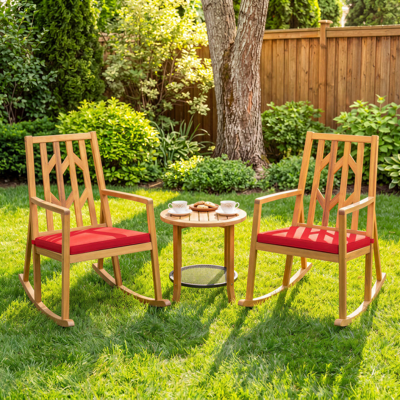 Fauteuil bascule de patio en bois d'acacia, Turquoise