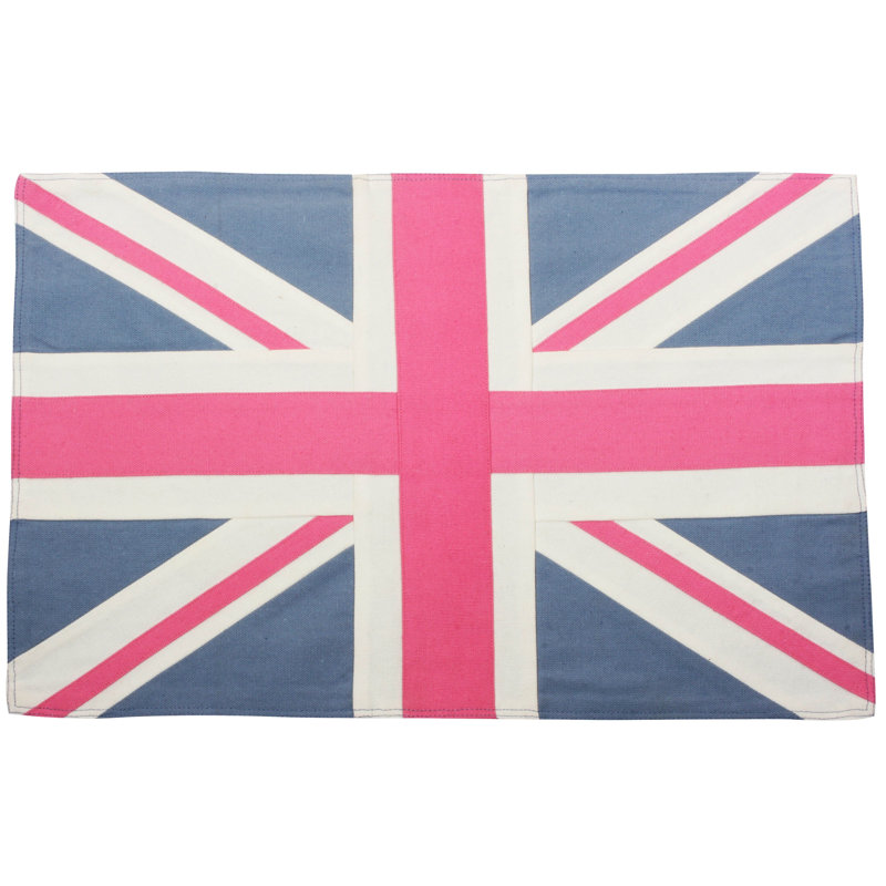 Alliya Cotton No Pattern Rectangle Placemat, Pink/Blue