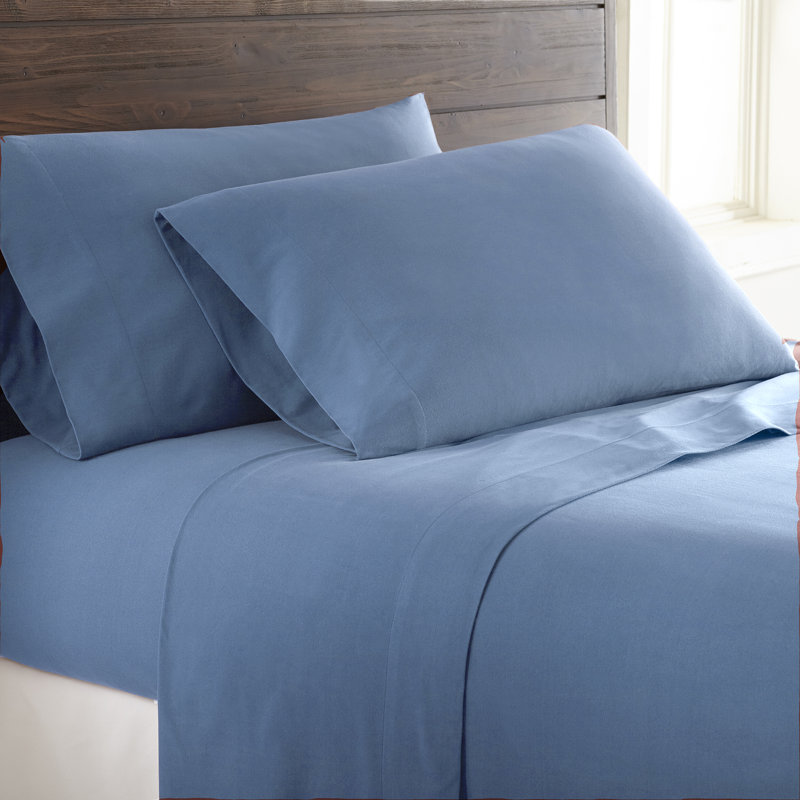 Ensemble de draps à poche profonde en microflanelle® de couleur unie, Drap pour très grand lit californien + drap-houss