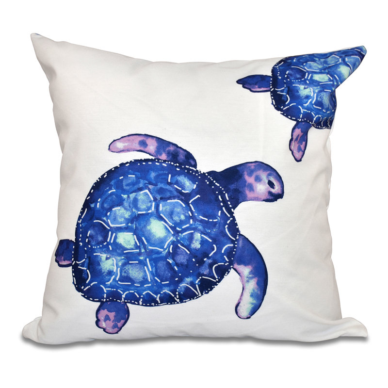 Housse de coussin carrée Turtle Tales, H 20 po x l 20 po, Blanc