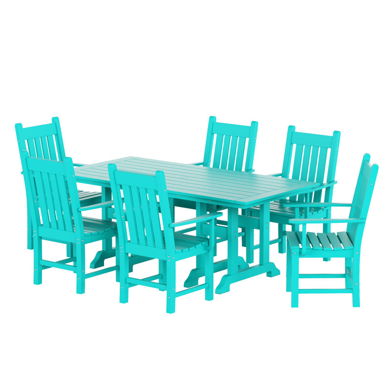 Ensemble de salle à manger rectangulaire pour 6 personnes 71 po Laguna, Turquoise