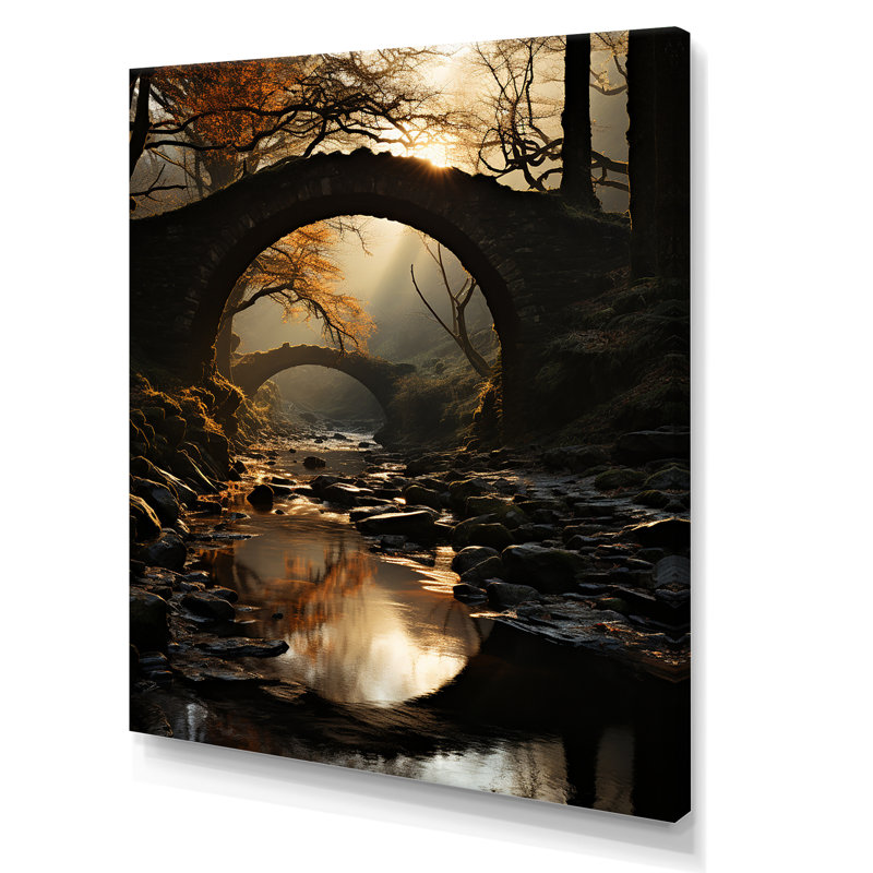 Pont vers nulle part, paysage I, H 40 po x l 30 po x P 1,5 po, Toile tendue