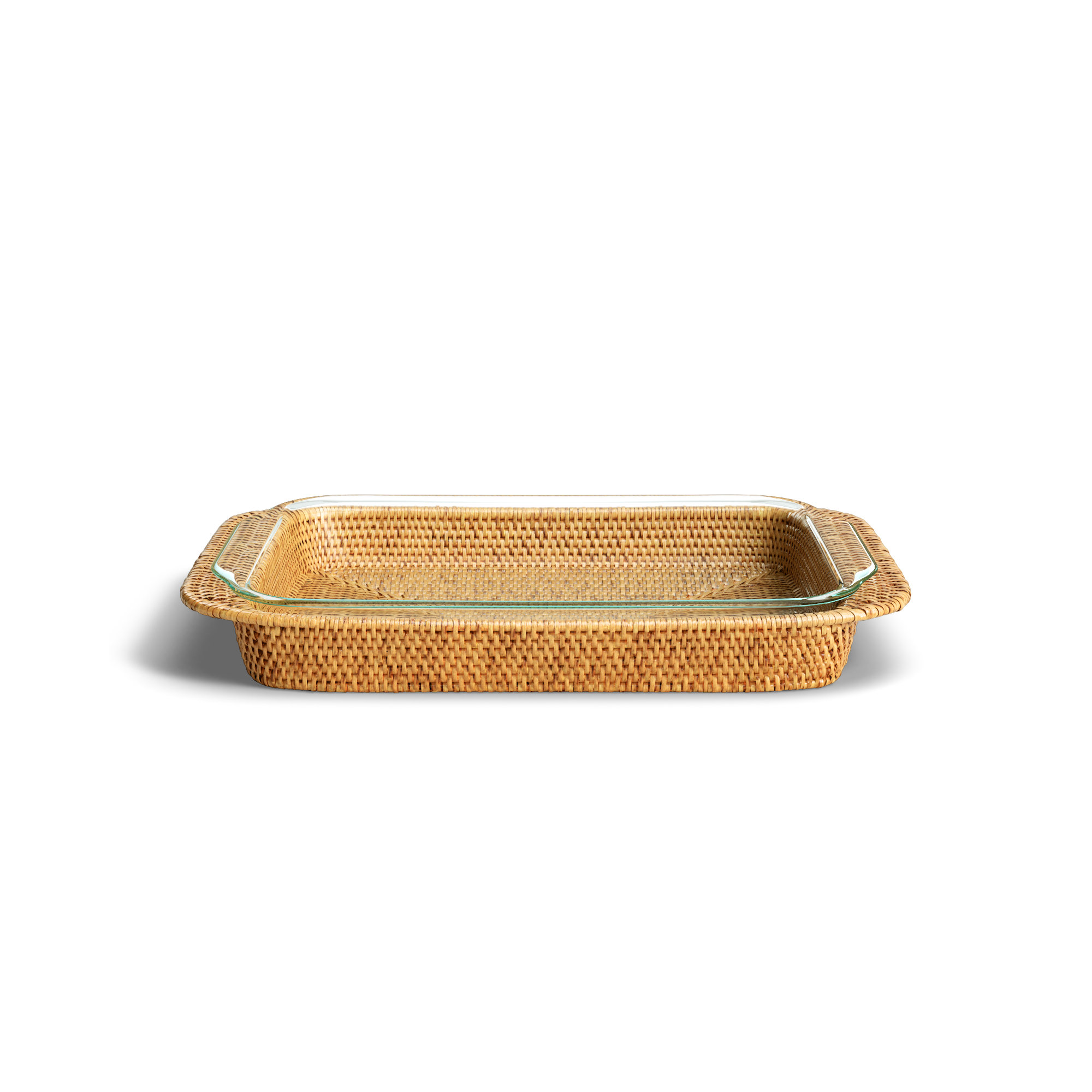 Camden Rattan Baking Dishes, 2" H x 13" W x 9" D, Honey Brown