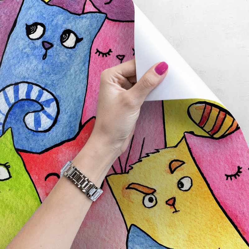 Bastrie Happy Cats Animals Pets Wallpaper, 250 x 250cm
