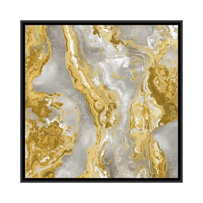 «Onyx Golden», impression sur toile, H 18 po x l 18 po x P 1,5 po, Toile avec cadre noir, Pas de tapis