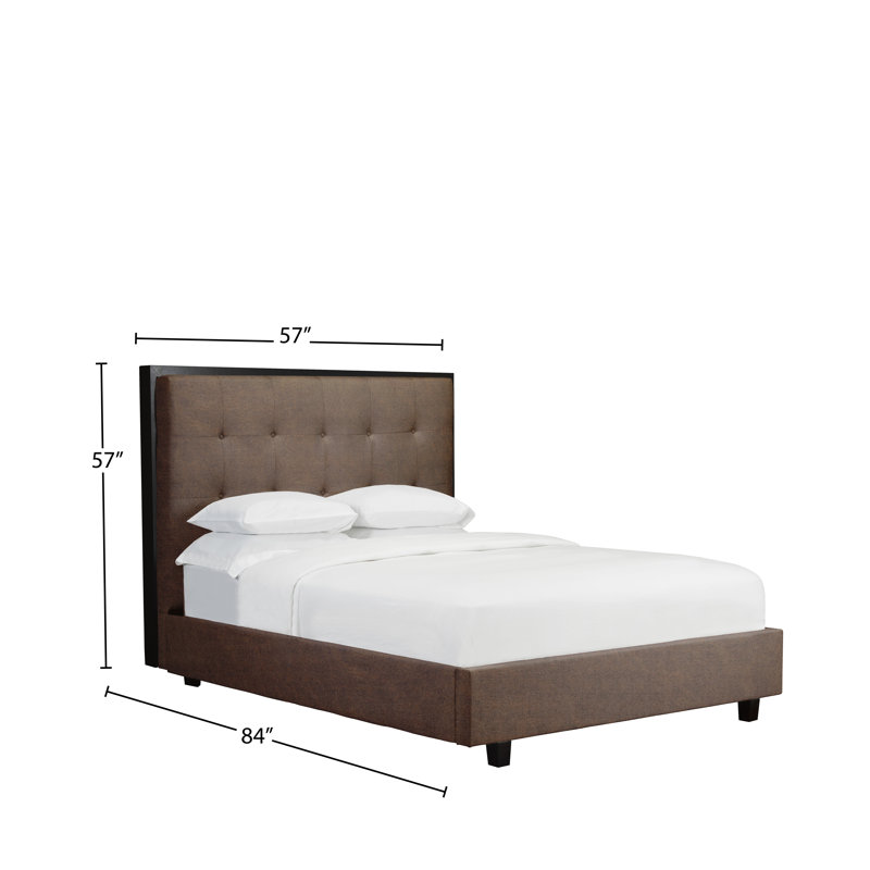 Lit plateforme en tissu d’ameublement, Caramel, Double