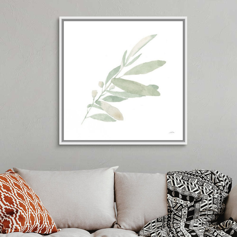 Art mural sur toile Sage I, H 38 po x l 38 po, Toile avec cadre blanc