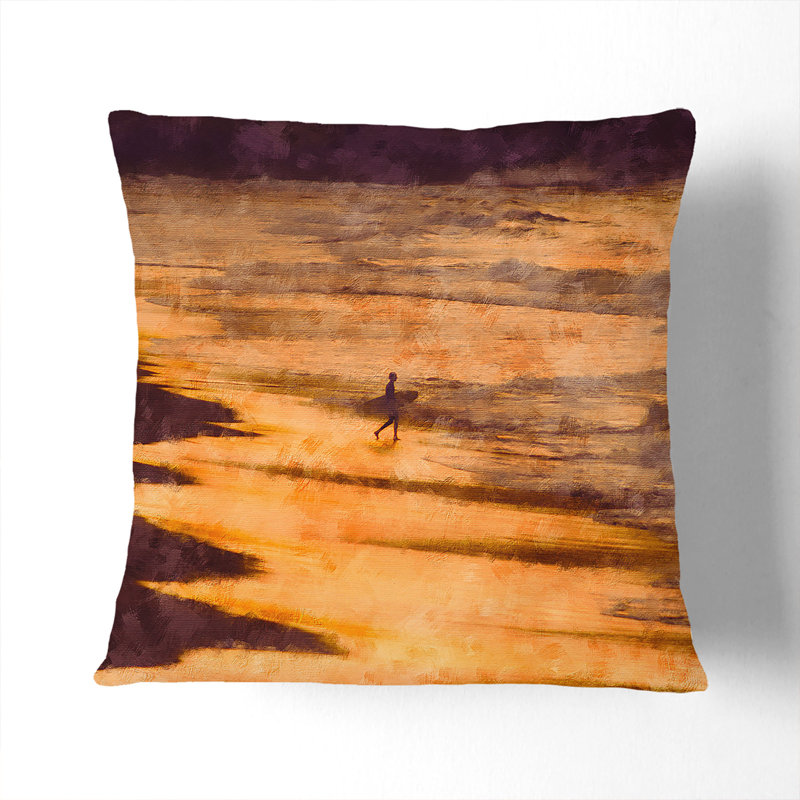 Heading into the Surf Cushion with Filling, 40cm H x 40cm W x 15cm D, White