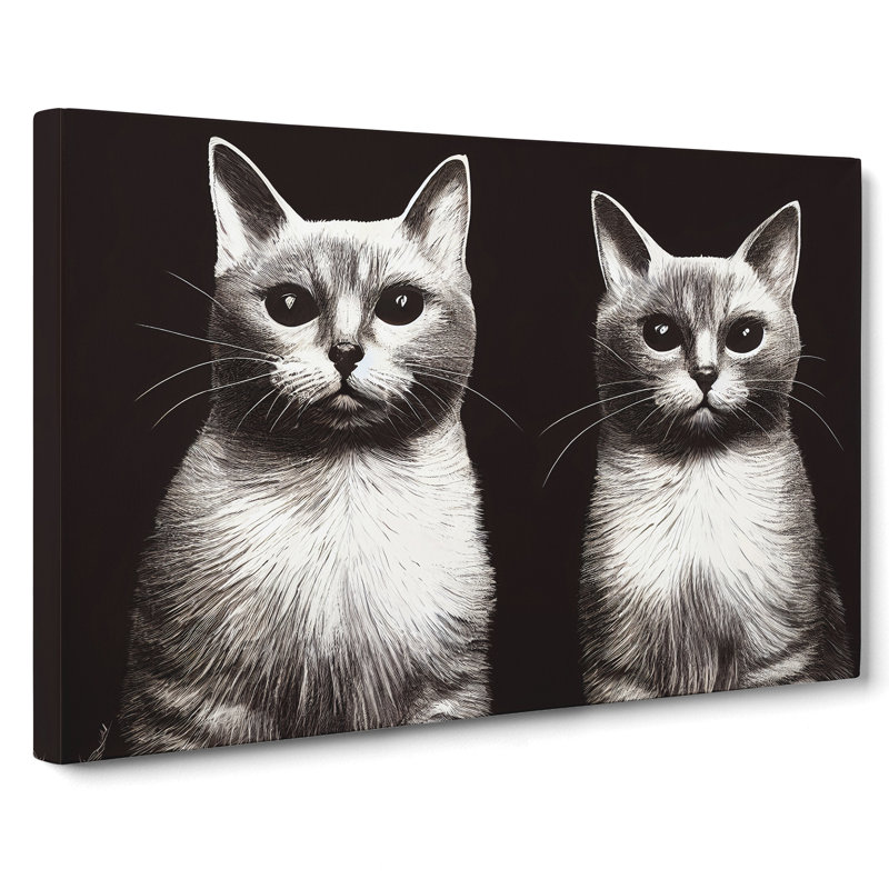 Two Cats Vol.2 - Wrapped Canvas, 35cm H x 50cm W x 3cm D