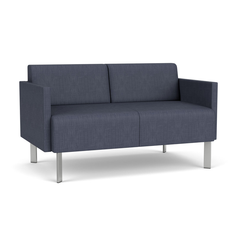 Causeuse de réception Luxe Lounge, Acier argent, Plot Line bleu marine