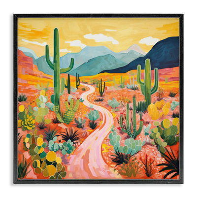 Sunrise over Desert Path Framed Giclee Art by LSR Design Studio