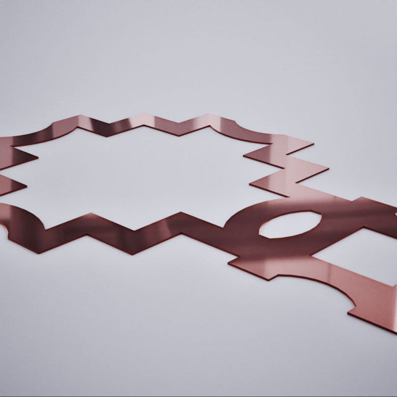 Cordova Decorative Fretwork Acrylic Wall Panels, Large, 35 1/8"W x 23 3/8"H x 1/8"T, Rose Gold Mirror, Rose Gold