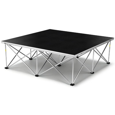 Plateforme modulaire pliable 4 pi x 4 pi, hauteur 16,9 po, scène portative avec pieds en alliage d'aluminium robustes et plateforme antidérapante