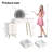 Vanity Desk with Mirror & Lights – Makeup Vanity Elegant Rabbit Ear Design for A Glamorous Makeup Experience-409244411