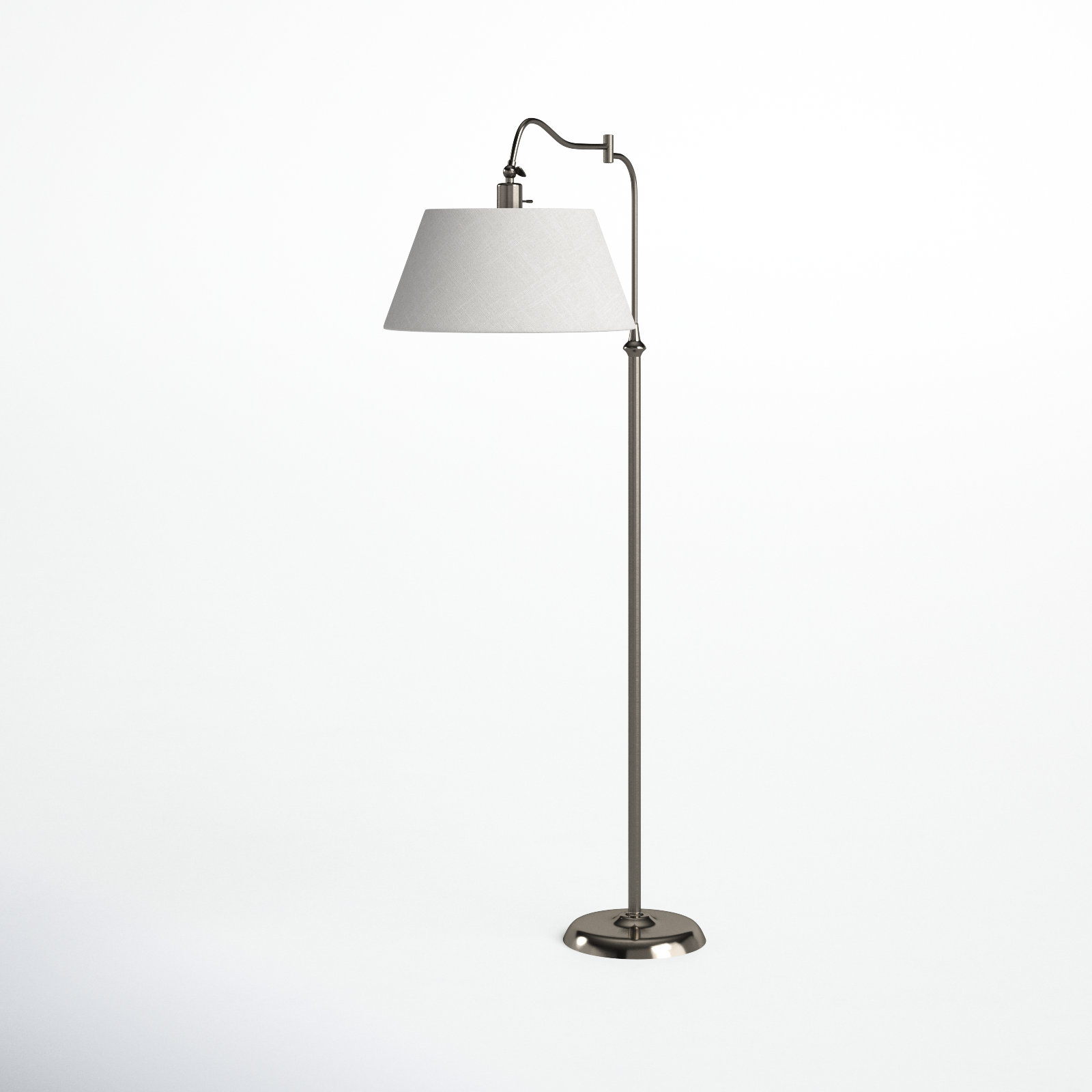 Theodora Dimmable Floor Lamp, 60" H x 17" W x 38.5" D, White, Antique Pewter