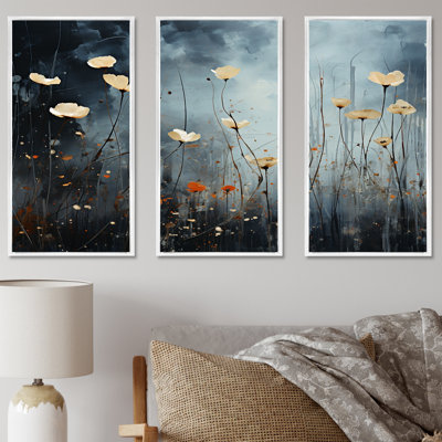 «Jade Flowers Field Enchantment I», ensemble d'art sur toile