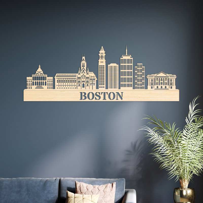 Décoration murale Boston City, H 13,50 po x l 47 po x P 0,25 po, Naturel