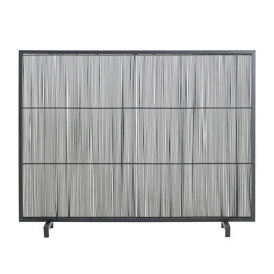Freestanding Panel Fireplace Screen – Iron Powder Coated Industrial Water Pipe Design, Living Room/primary Living Space