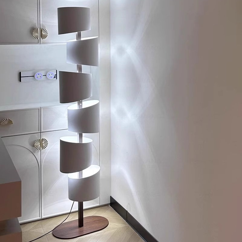 White + Nut-brown Iron Free form Floor Lamps