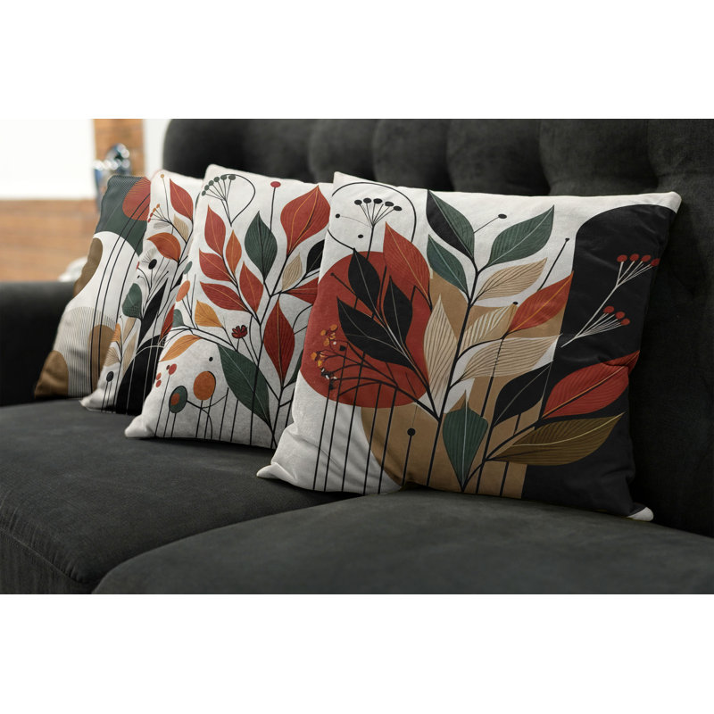 Burnt Orange Green Outdoor Pillow Cover, 24"H x 24"W