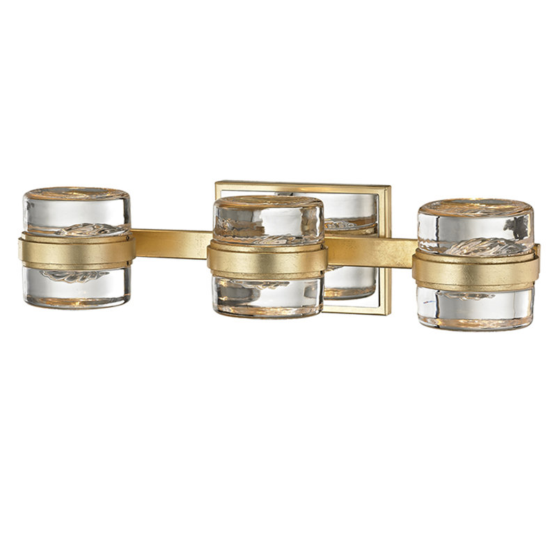 Gold Leaf and Clear Glass 3-Light Dimmable Vanity Fixture