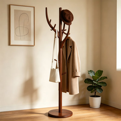 Portemanteau en bois massif avec 11 crochets