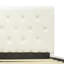 Ensemble de lit 2 pièces - Base de lit capitonnée à boutons - Tête de lit tapissier en tissu de velours blanc lin et table de chevet au fini crème au beurre brossé-491989087-491989080