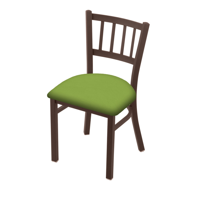 Contessa 18'' H Faux Leather Upholstered Metal Side Chair, Bronze, Vinyl-Canter Kiwi Green