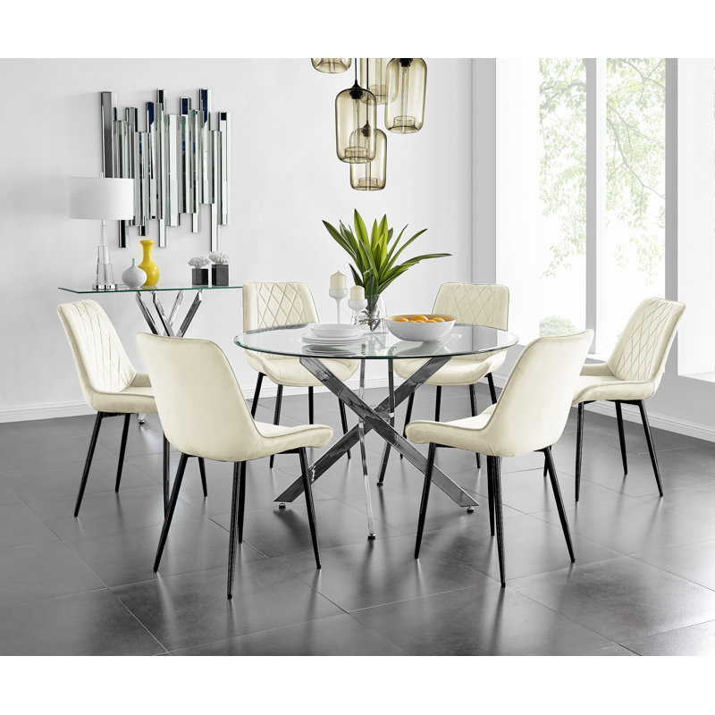 Bernell 6 - Person Dining Set, Cream/Black