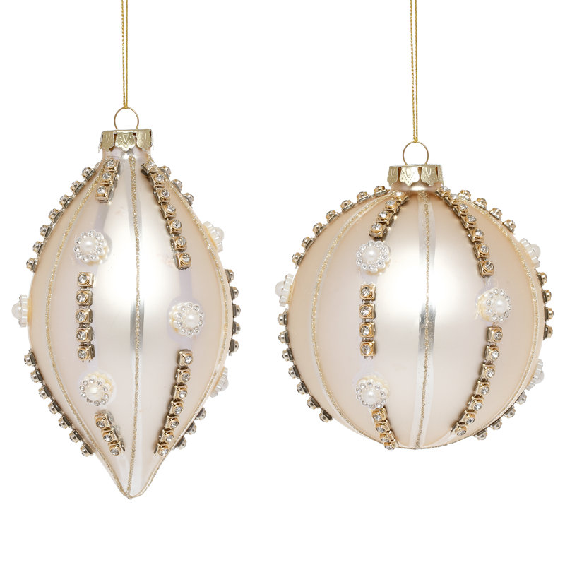 Pearl Diamond  Ornament - 4-5 Inches Set Of 6