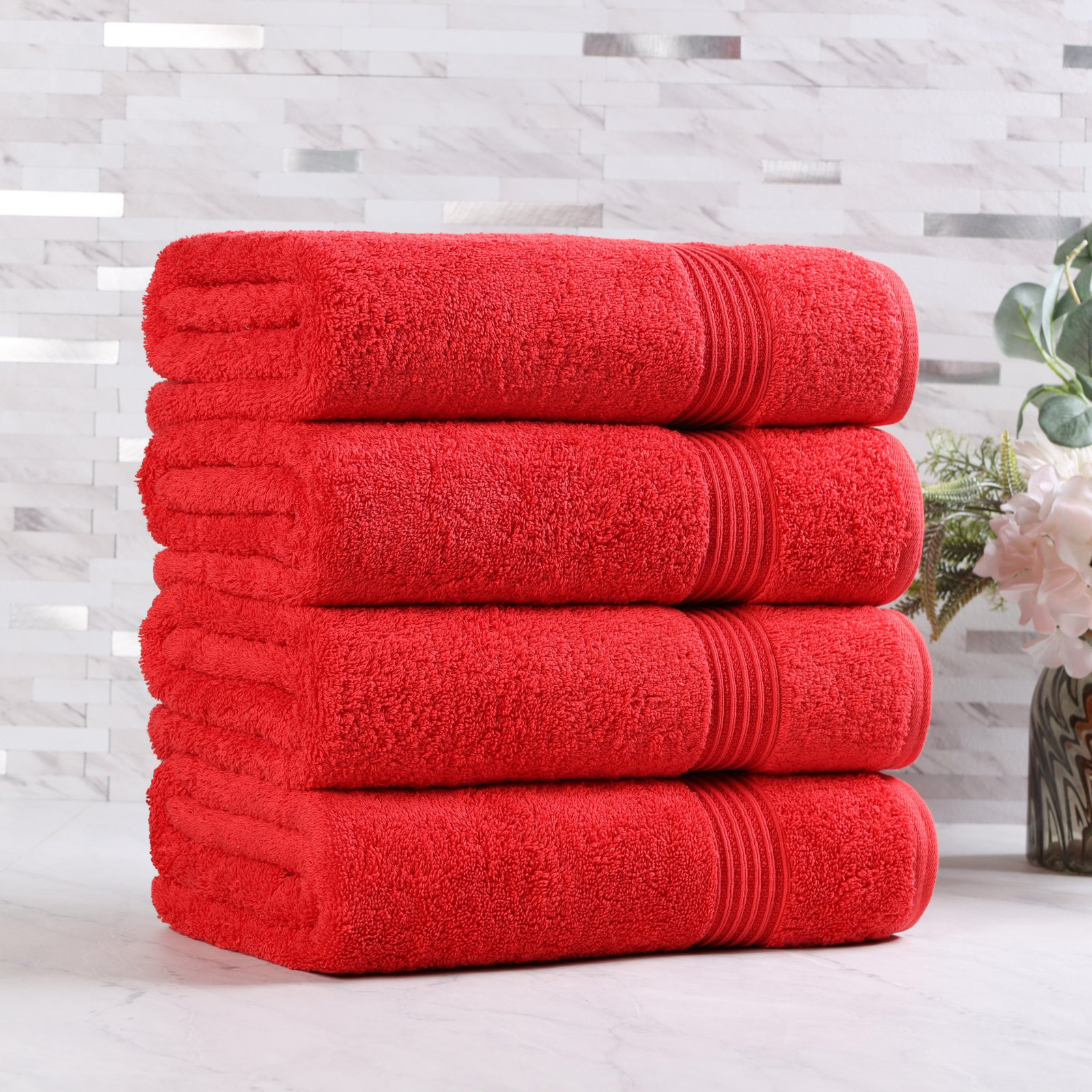 Oleg Egyptian Cotton Bath Towel, Red