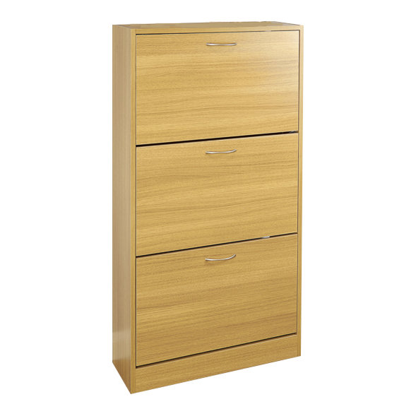 18 Pair Shoe Storage Cabinet, Oak