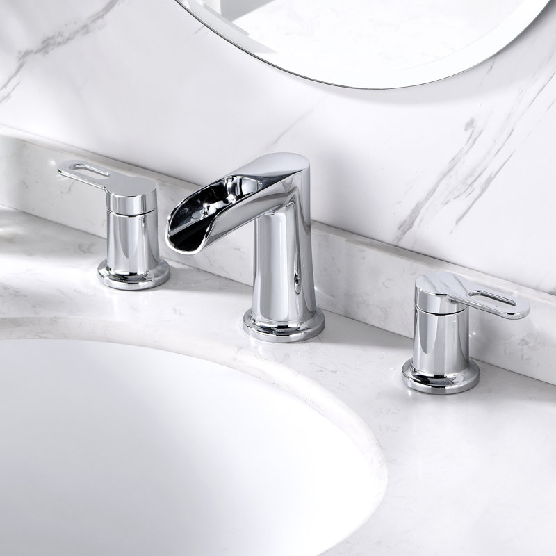 Robinet de salle de bain à large entraxe avec bonde, Chrome