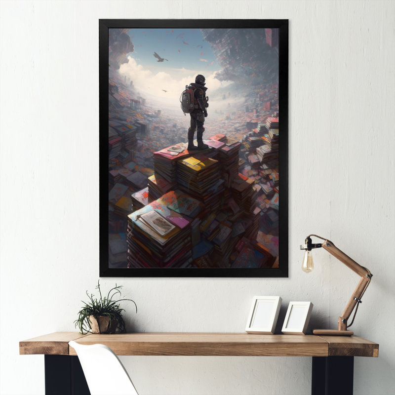Dreamy Office II sur toile, Cadre d'angle fermé noir, H 20 po x l 12 po x P 1 po