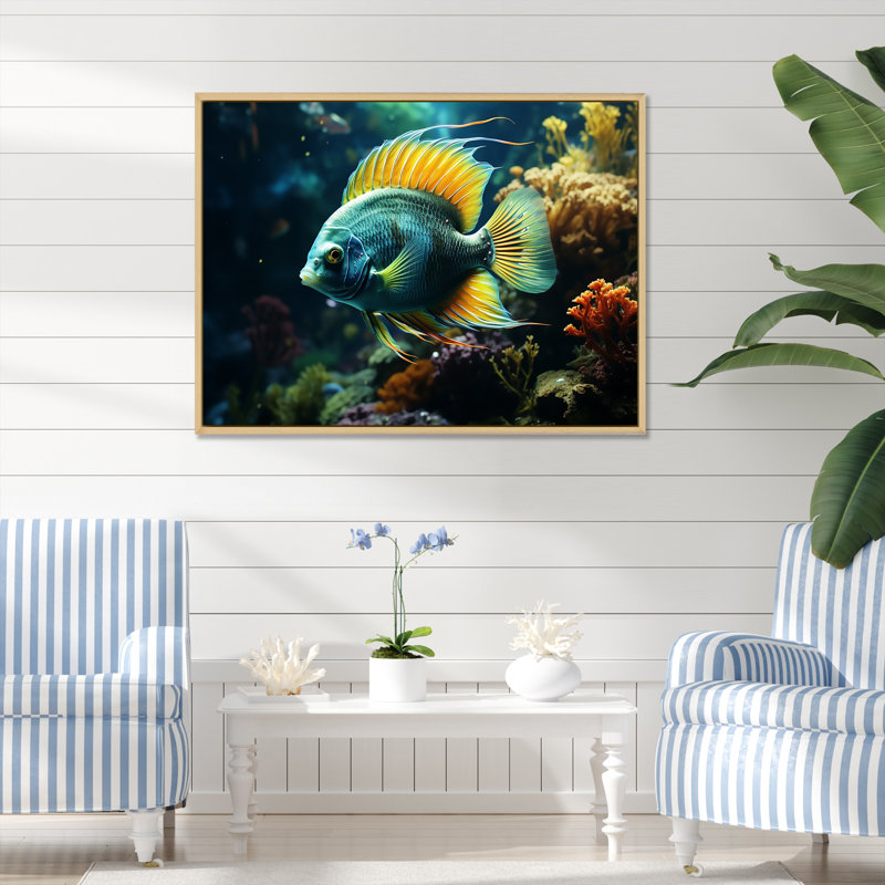 Surreal fish Underwater World I - Butterfly Fish Framed Prints, Brown Floater Framed, 34" H x 44" W x 1.5" D