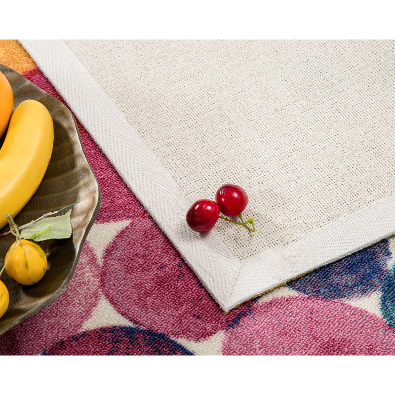 SUNSHINE Multicolored Bubbles Design Performance Outdoor Rugs Green/Multi Pink/Yellow, Rectangle 5' x 7'