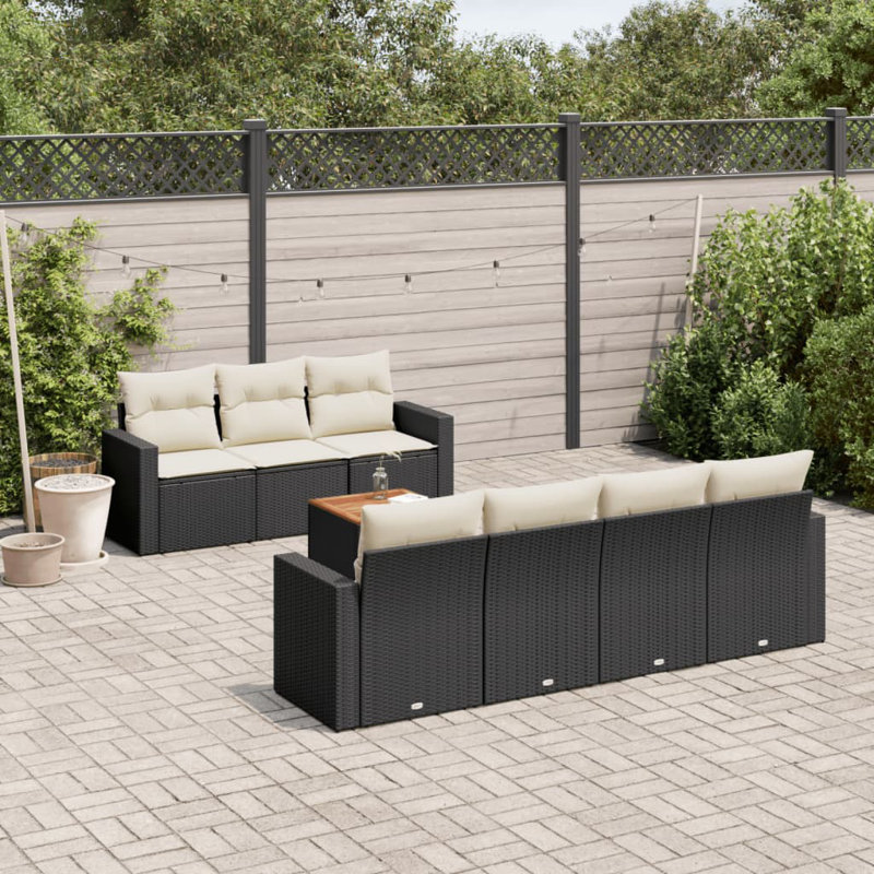 Vidaxl Garden Sofa Set Black, Cream White