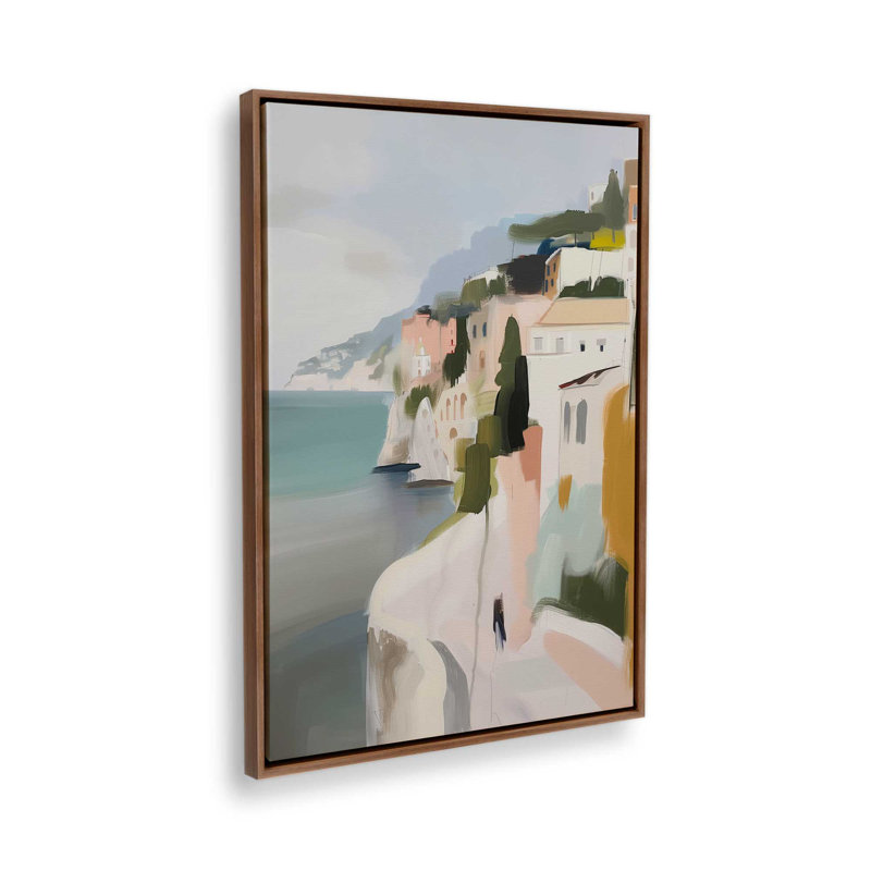 Cliffside Coastal Path II, H 37 po x l 25 po, Toile avec cadre, Noyer