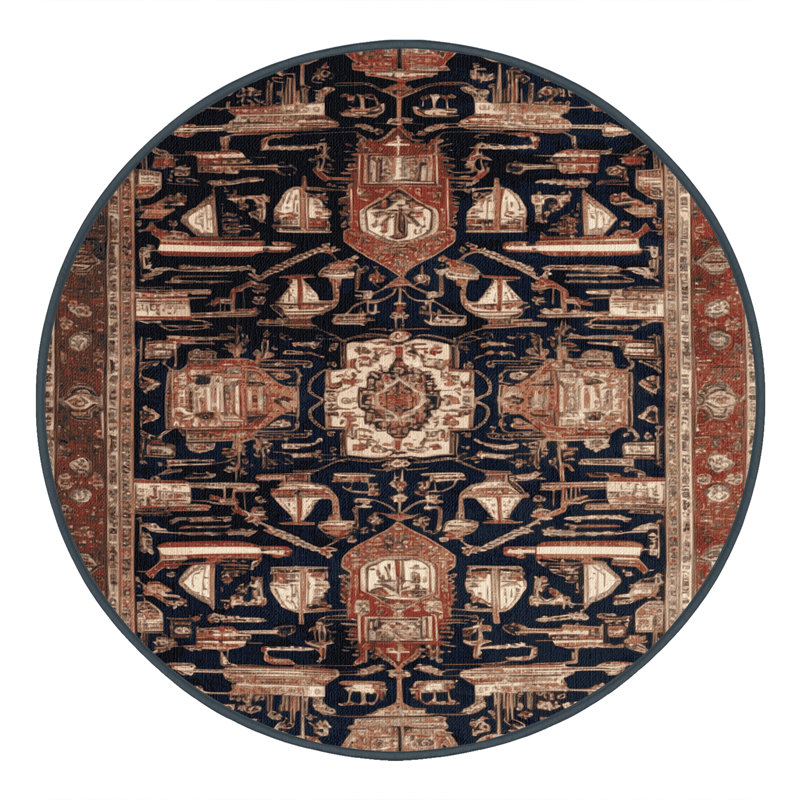 Tapis brun lavable à la machine, Rond 5 pi