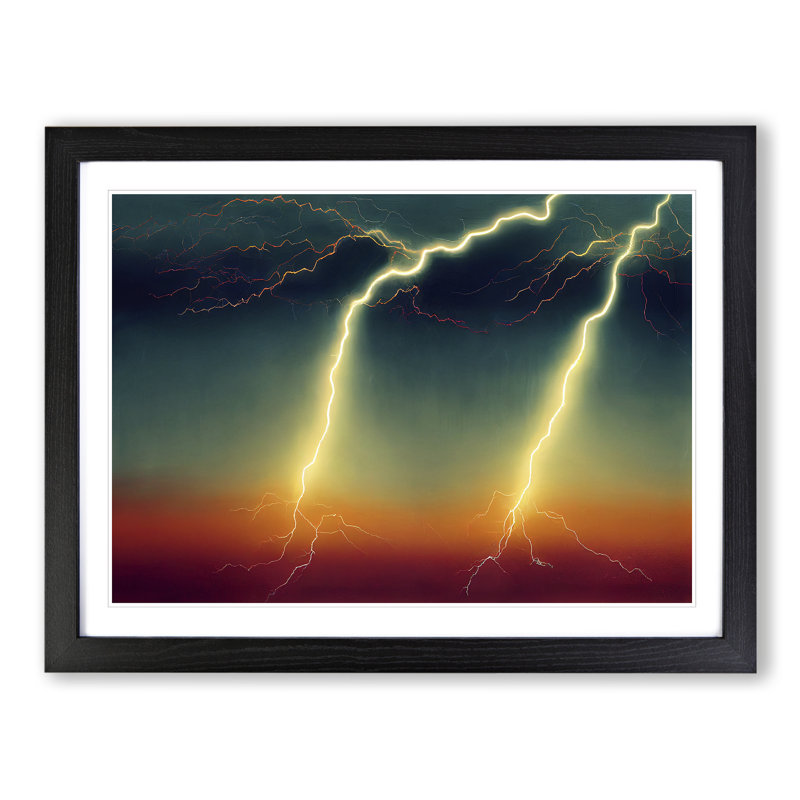 Epic Lightning Bolt - Framed Print, Black, 46cm H x 64cm W x 2cm D