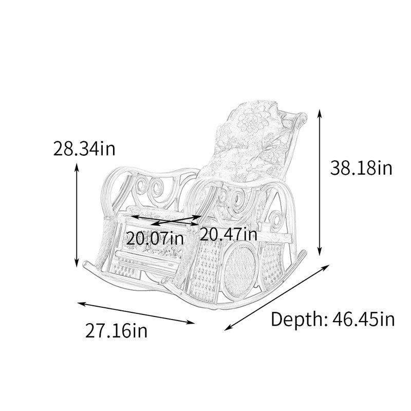 Chaise berçante en rotin décontractée Balcon, Burlywood