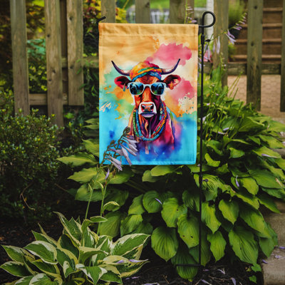 Drapeau de jardin de vache hippie