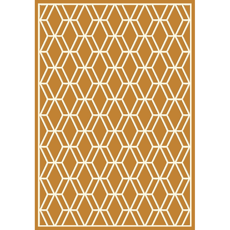 Tapis géométrique orange / blanc Trend, Rectangle 2 pi x 2 pi 10 po