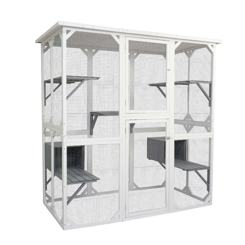Cage à chat avec jolie maison mignonne pour animaux de compagnie