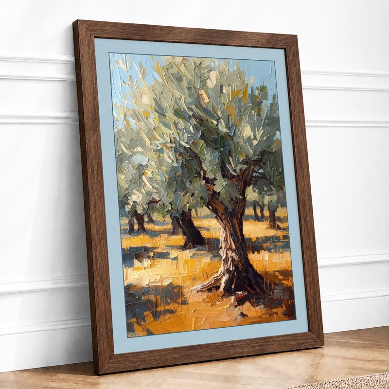 Ancient Olive Tree Rustic - Framed Print, A2 - 59.4 x 42.0 cm, Walnut