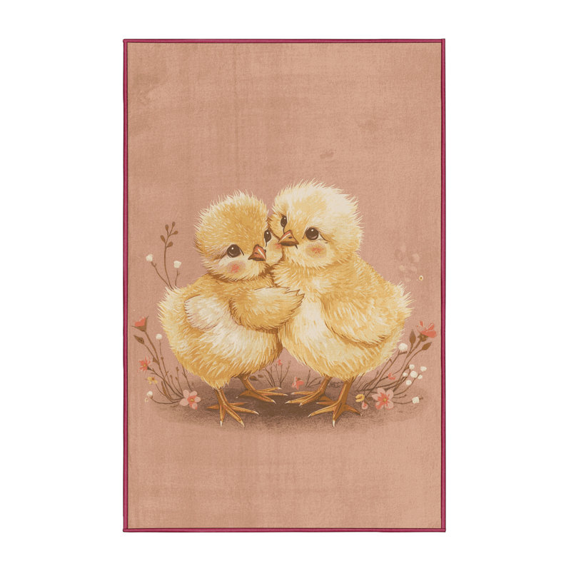 Machine Washable Laverock Easter Modern & Contemporary Abstract Rug in Brown – Rose Binding, 7x10