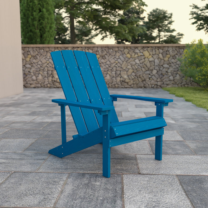 Commercial All-Weather Adirondack Chair in Faux Wood, Blue