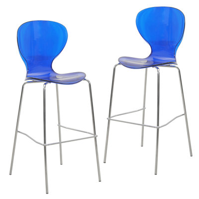 Tabouret de bar Edenfield en acrylique avec structure en acier au fini chrome (ensemble de 2)