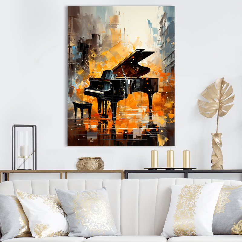 Classical Black Piano Sonata III - Piano, art mural, Toile tendue, H 40 po x l 30 po x P 1,5 po