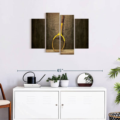 «Vintage Tennis Racket», ensemble de 4 reproductions sur toile par 4 pièces d'Ivan S
